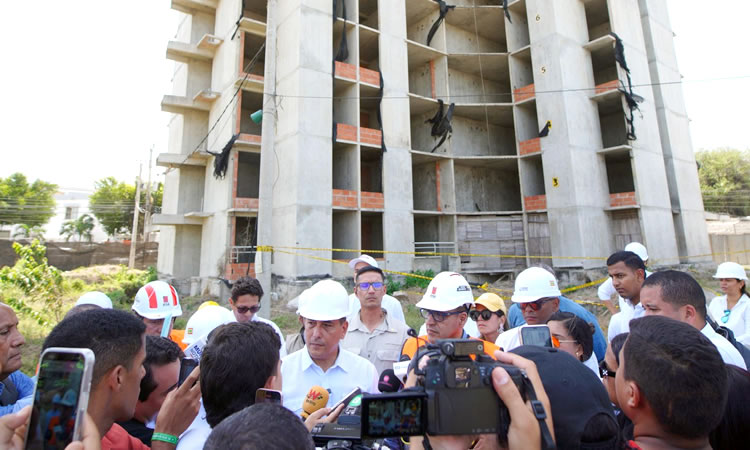 Instalan PMU para proceso de demolición del edificio Aquarela en Cartagena de Indias